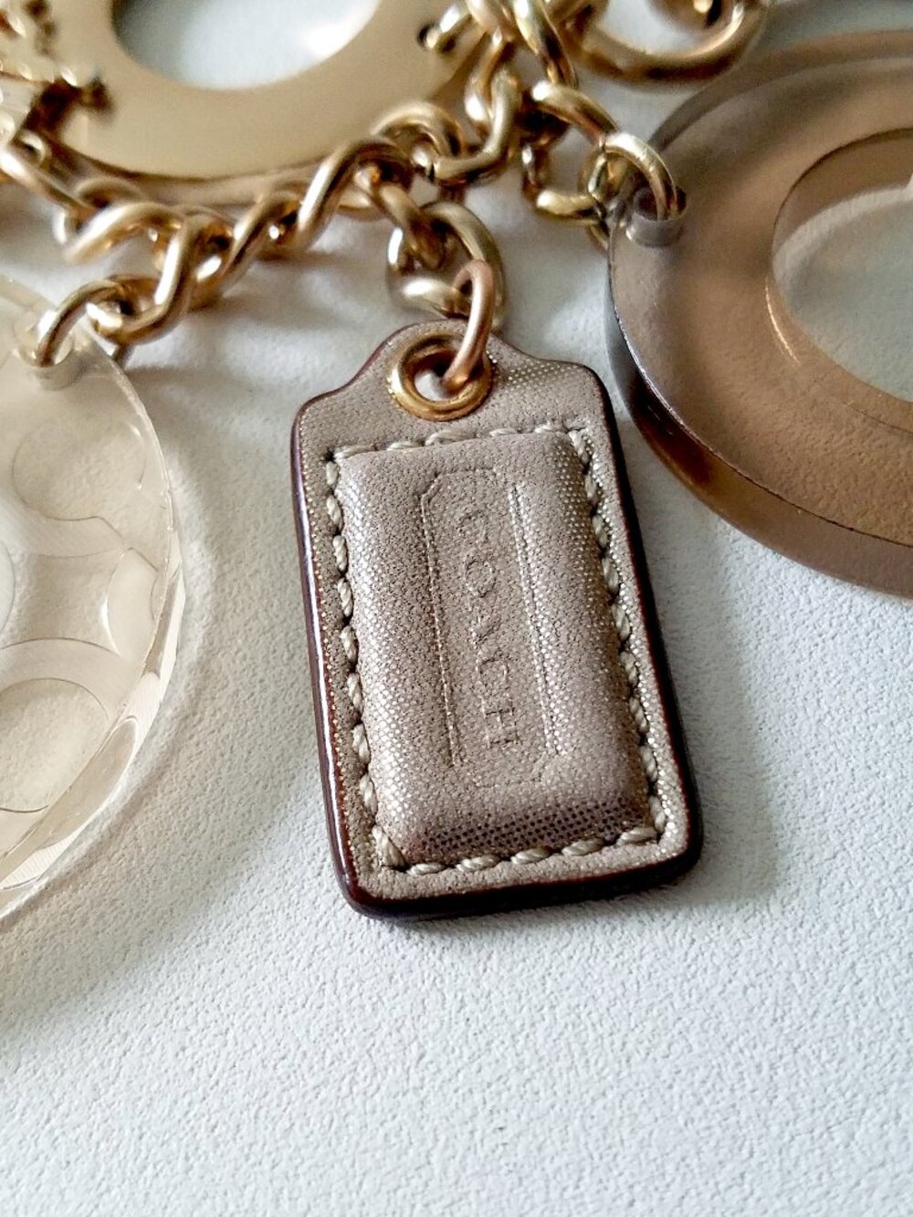 Coach Logo Carriage C Signature Rose Gold Tone Hang Tag Bag Charm - Picture 6 of 6
